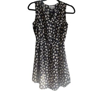 Monteau Black, White and Yellow Floral Dress Size S